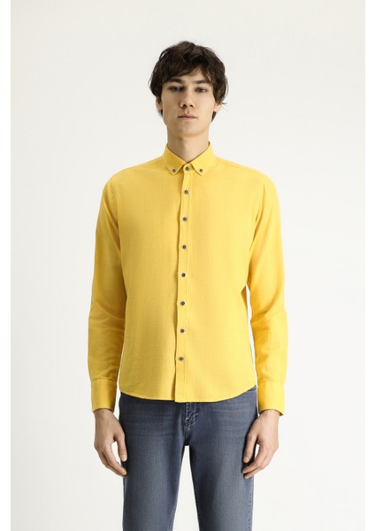 Uzun Kol Slim Fit Dar Kesim Desenli Spor Pamuk Gömlek fırsatları