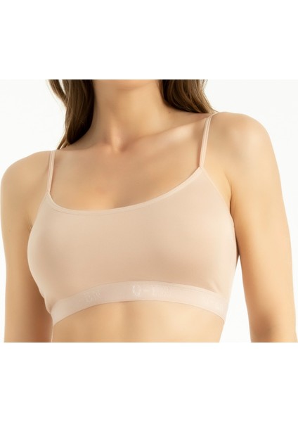 Kadın Bambu İp Askılı Çıkarılabilir Pedli Büstiyer Nefes Alan Yumuşak Dokulu Slim Fit Ten Renk fırsatları
