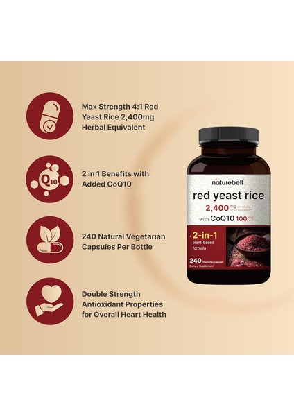 Red Yeast Rice 2400 Mg With COQ10 100 Mg Max Strength 240 Kapsul 3 Party Tested