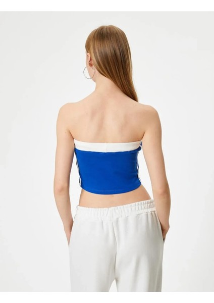 Straplez Crop Top Baskılı Fiyonk Detaylı