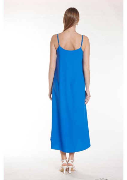 Saks Mavi Ip Askılı Uzun Elbise fırsatları