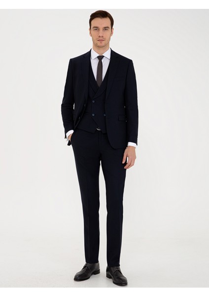Erkek Lacivert Slim Fit Yün Ceket 50235704-VR033