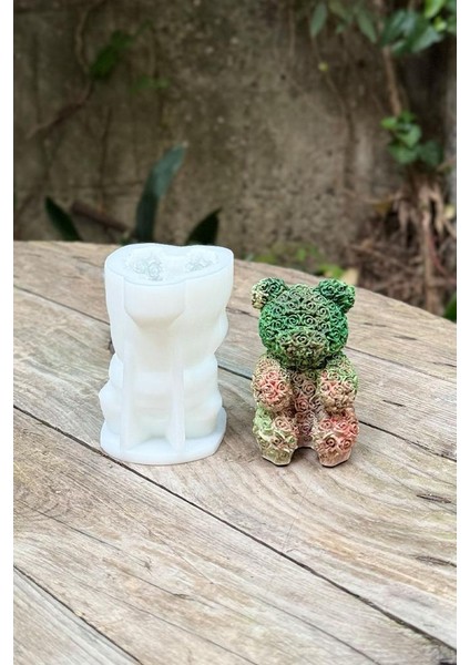 Rose Bear Tekli Silikon Mum Kalıbı