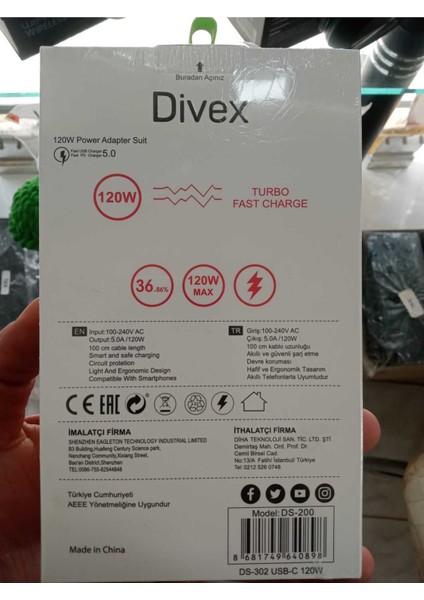 Tekno Trust Beyaz Xiaomi Mi 5s Plus Uyumlu SG38 120W Type-C Kablolu Turbo Ev Tipi Şarj Aletic