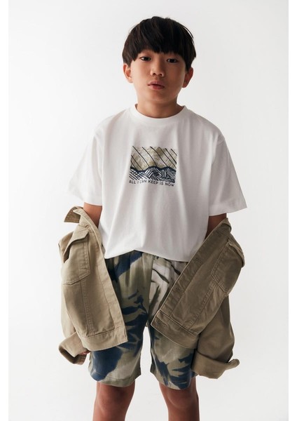 08-14 Yaş Erkek Çocuk Ekru Renk Karen T-Shirt fiyatları