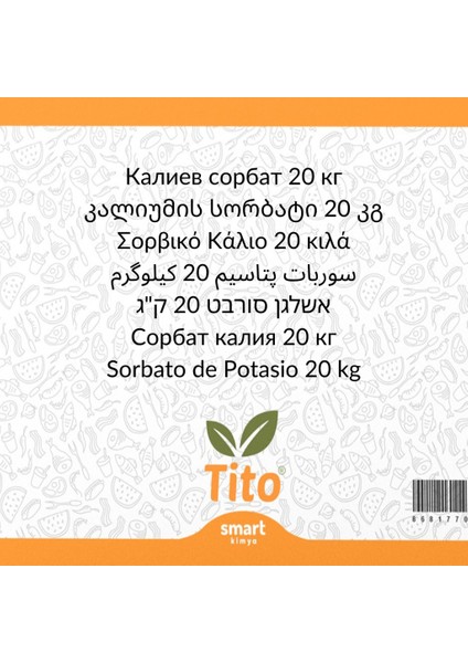 Potasyum Sorbat E202 20 kg fiyatları