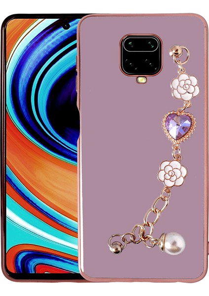 Xiaomi Redmi Note 9s Kılıf El Askılı Kamera Korumalı Renkli Gold Kenar Silikon Kapak