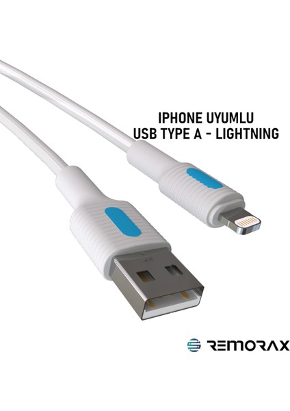 Coral iPhone Uyumlu USB Type A-Lightning 120 Cm 2.0A Mavi-Beyaz