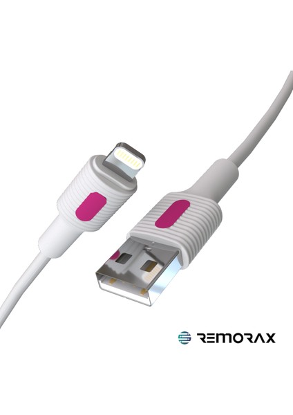Coral iPhone Uyumlu USB Type A-Lightning 150 Cm 2.0A Fuşya-Beyaz