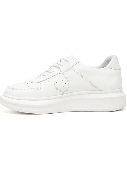 Kadın Beyaz Dolgu Taban Hakiki Deri Sneaker modelleri