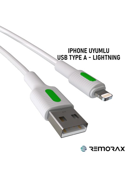Coral iPhone Uyumlu USB Type A-Lightning 150 Cm 2.0A Yeşil-Beyaz