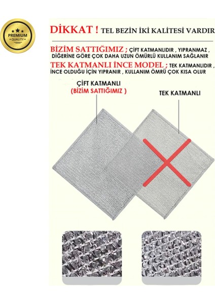 3 Adet Inox Çok Amaçlı Tel Temizlik Bezi Çizmez Bulaşık Bezi Iki Katmanlı Zor Kir Bezi