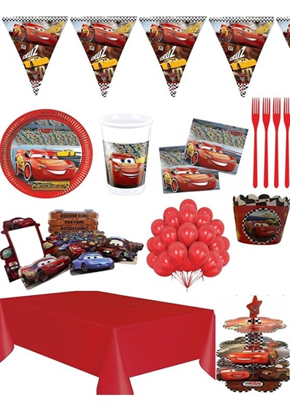 Cars Şimşek Mcqueen 16 Kişilik Parti Seti