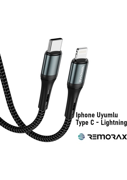 Örgülü iPhone Uyumlu Power Delivery Type-C Lightning 100 Cm Pd 30 Watt Siyah
