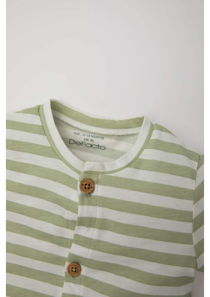 Erkek Bebek Yeni Doğan Çizgili Penye 2'li Kısa Kollu Tulum C4359A524SM fırsatları