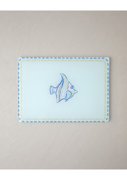 Jolly Sea Cam Kesme Tahtası 25X35 cm Mavi-Beyaz