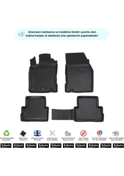 Renault Megane 2 2004-2009 Modelleri Için Uyumlu 3D Havuzlu Oto Paspas