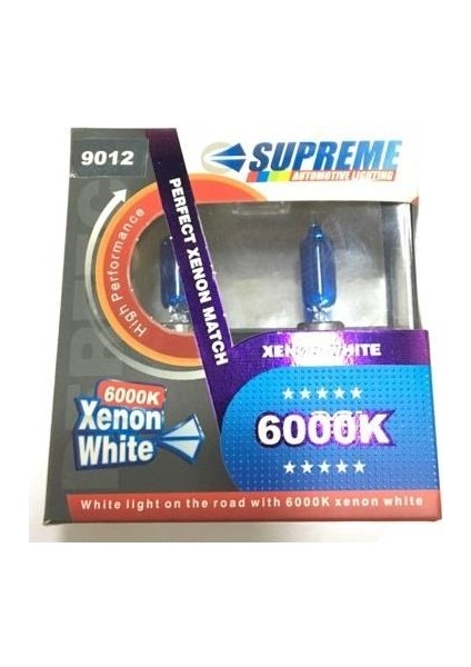 Supreme 12V Hır2 Ampul 55W Xenon Whıte 6000K (2 Ad) (9012)