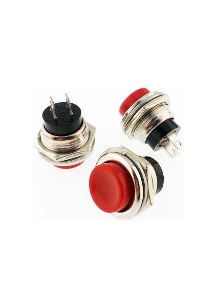 Metal Buton Mini (Fişli) (16 Mm) Kırmızı