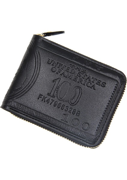 Yfashion Erkek Pu Deri Kısa Cüzdan Bifold Büyük Kapasiteli Çok Fonksiyonlu Çoklu Kart Yuvası Abd Dolar Desen Bozuk Para Cüzdanı Renk (Yurt Dışından)