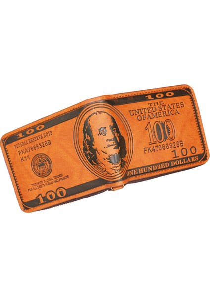Yfashion Erkek Pu Deri Kısa Cüzdan Bifold Büyük Kapasiteli Çok Fonksiyonlu Çoklu Kart Yuvası Abd Dolar Desen Bozuk Para Cüzdanı Renk (Yurt Dışından)