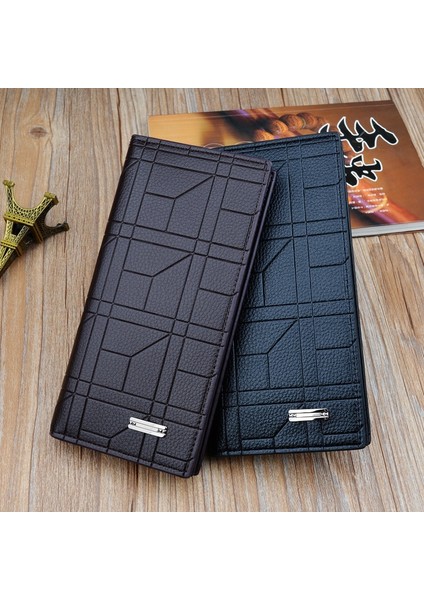 Yeni Erkek Cüzdanları Erkek Uzun Cüzdan Moda Kabartmalı Dikey Açık Takım Çantası Büyük Kapasiteli Artı Yumuşak Cüzdan (Yurt Dışından)