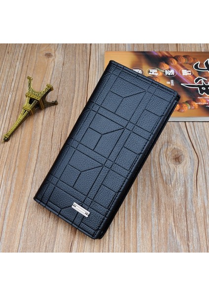 Yeni Erkek Cüzdanları Erkek Uzun Cüzdan Moda Kabartmalı Dikey Açık Takım Çantası Büyük Kapasiteli Artı Yumuşak Cüzdan (Yurt Dışından)