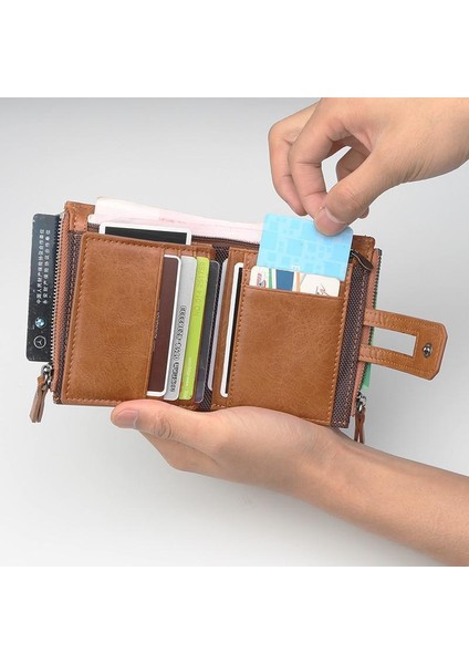 Baellerry D3206 Yeni Stil Erkek Pu Deri Kısa Bölüm Bozuk Para Cüzdanı Kart Tutucu Fermuar Cüzdan Erkekler Için Moda Çanta (Yurt Dışından)