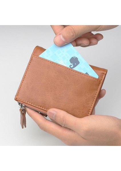 Baellerry D3206 Yeni Stil Erkek Pu Deri Kısa Bölüm Bozuk Para Cüzdanı Kart Tutucu Fermuar Cüzdan Erkekler Için Moda Çanta (Yurt Dışından)