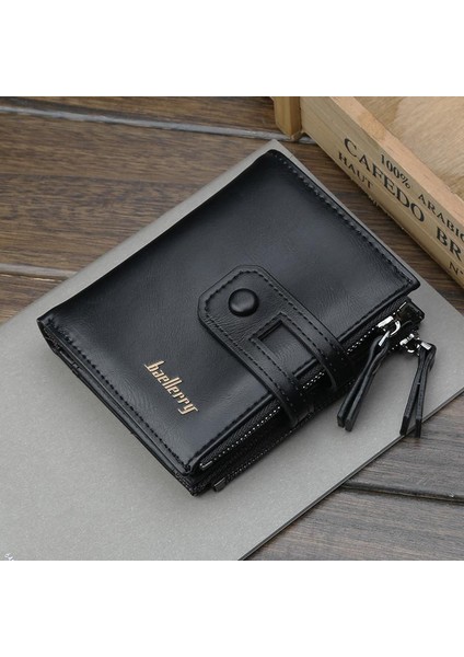 Baellerry D3206 Yeni Stil Erkek Pu Deri Kısa Bölüm Bozuk Para Cüzdanı Kart Tutucu Fermuar Cüzdan Erkekler Için Moda Çanta (Yurt Dışından)