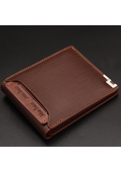 Vintage Erkek Deri Marka Lüks Cüzdan Kısa Ince Erkek Çantalar Para Klip Kredi Kartı Dolar Demir Kenar Kart Cüzdan (Yurt Dışından)