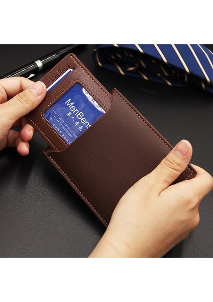 Vintage Erkek Deri Marka Lüks Cüzdan Kısa Ince Erkek Çantalar Para Klip Kredi Kartı Dolar Demir Kenar Kart Cüzdan (Yurt Dışından) fiyatları