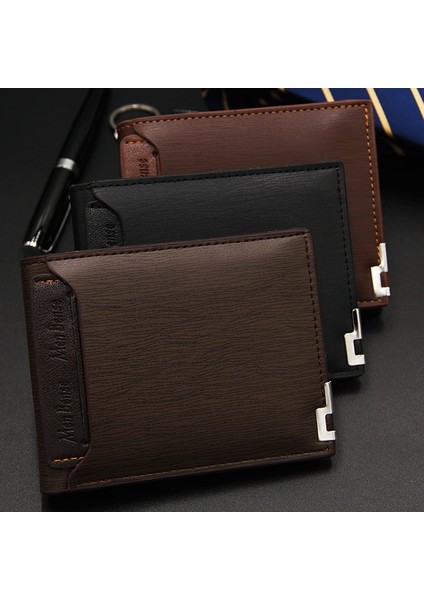 Vintage Erkek Deri Marka Lüks Cüzdan Kısa Ince Erkek Çantalar Para Klip Kredi Kartı Dolar Demir Kenar Kart Cüzdan (Yurt Dışından) fırsatları