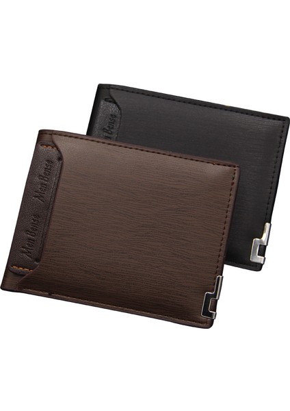 Vintage Erkek Deri Marka Lüks Cüzdan Kısa Ince Erkek Çantalar Para Klip Kredi Kartı Dolar Demir Kenar Kart Cüzdan (Yurt Dışından) indirimleri