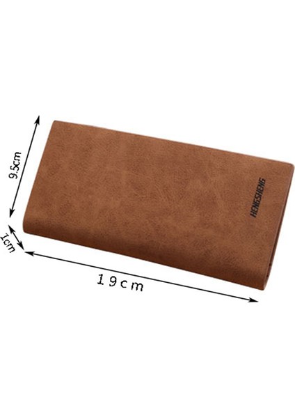 Erkek Cüzdan Düz Renk Deri Uzun Ultra-Ince Retro Mat Yumuşak Kişilik Moda Cüzdan (Yurt Dışından)