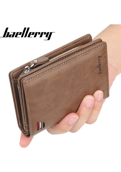 Baellerry Erkek Kısa Cüzdan Çoklu Kart 2 Katlı Manyetik Düğme Günlük Çanta (Yurt Dışından)