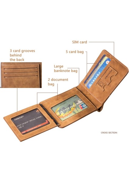 Erkek Cüzdan Deri Billfold Ince Hipster Dana Derisi Kredi Kartı/kimlik Tutucular Ekler Bozuk Para Çantaları Lüks Iş Katlanabilir Cüzdan (Yurt Dışından)