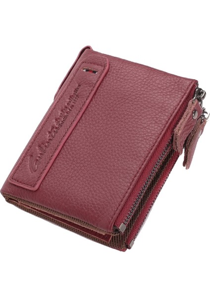 Gubıntu Marka Deri Rfıd Anti Hırsızlık Erkek Bozuk Para Cüzdanı Küçük Cüzdan Bayanlar Çift Fermuar Toka Kredi Cardwallet Kırmızı (Yurt Dışından) fiyatları