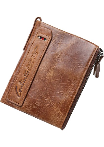 Gubıntu Marka Deri Rfıd Anti Hırsızlık Erkek Bozuk Para Cüzdanı Küçük Cüzdan Bayanlar Çift Fermuar Toka Kredi Cardwallet Kırmızı (Yurt Dışından) fırsatları