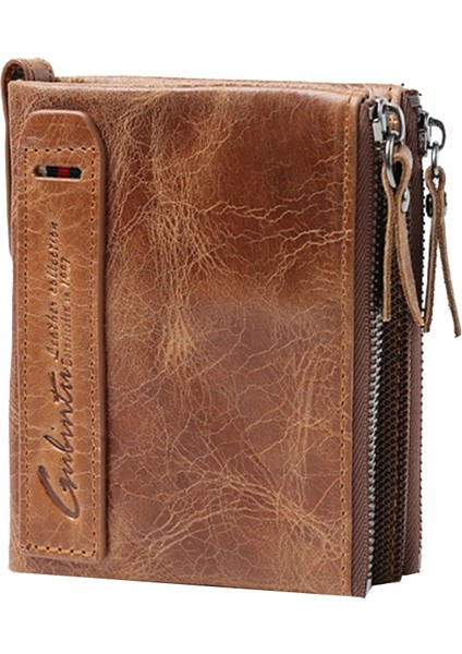 Gubıntu Marka Deri Rfıd Anti Hırsızlık Erkek Bozuk Para Cüzdanı Küçük Cüzdan Bayanlar Çift Fermuar Toka Kredi Cardwallet Kırmızı (Yurt Dışından) indirimleri