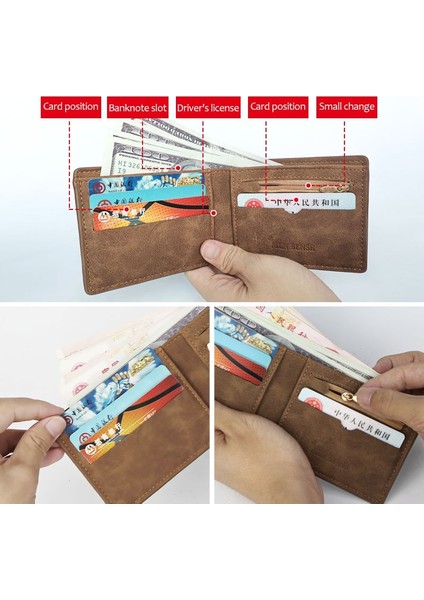 Yeni Retro Erkek Deri Cüzdan Küçük Para Çantalar Tasarım Dolar Üst Erkekler Ince Cüzdan Para Çantası Fermuarlı (Yurt Dışından)