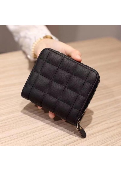Kısa Cüzdan Pu Deri Ekose Çantalar Kartlıklı Cüzdan Kadın Bozuk Para Cüzdanı Küçük Fermuarlı Cüzdan (Yurt Dışından)
