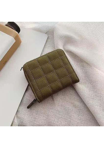 Kısa Cüzdan Pu Deri Ekose Çantalar Kartlıklı Cüzdan Kadın Bozuk Para Cüzdanı Küçük Fermuarlı Cüzdan (Yurt Dışından)