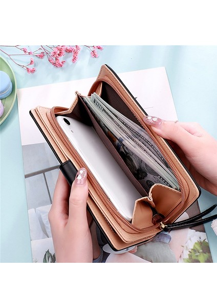 Moda Yaprak Kolye Kadın Uzun Cüzdan Kadın Pu Deri Fermuar Bozuk Para Cüzdanı Çile Para El Çantası Büyük Kapasiteli Kart Sahipleri (Yurt Dışından)