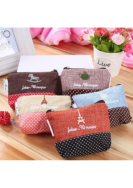Microgood Retro Pamuk Fermuar Kapatma Mini Bozuk Para Cüzdanı Çanta Kılıfı Cüzdan Para Çantası Kılıf (Yurt Dışından)