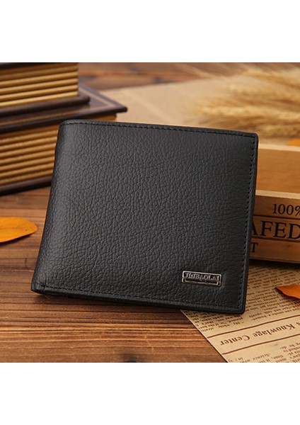 Microgood Erkekler Lüks Suni Deri Para Cebi Kredi Kartı Yuvası Bifold Kısa Cüzdan Çanta (Yurt Dışından)