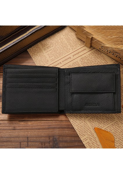 Microgood Erkekler Lüks Suni Deri Para Cebi Kredi Kartı Yuvası Bifold Kısa Cüzdan Çanta (Yurt Dışından)