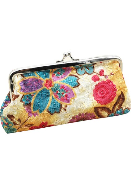 Microgood Vintage Kadınlar Çiçek Öpücük Kilit Uzun Bozuk Para Cüzdanı Telefonları Tuş Tutucu Cüzdan Hediye (Yurt Dışından)