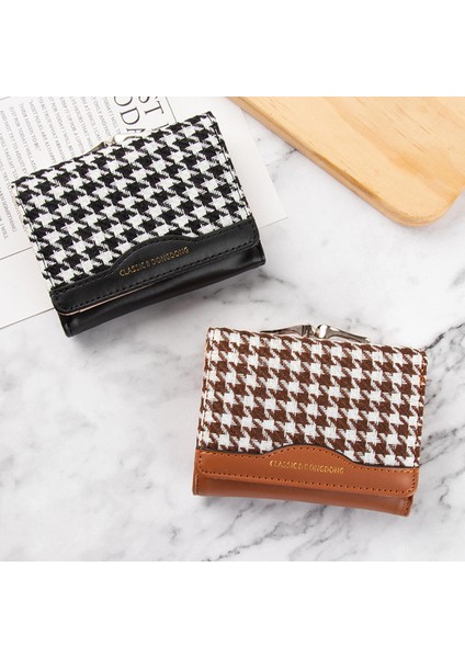 Kadın Moda Kısa Toka Cüzdan Kontrast Renk Katlanır Balıksırtı Debriyaj Çanta Bayanlar Çoklu Kart Kart Tutucu Bozuk Para Cüzdanı (Yurt Dışından)