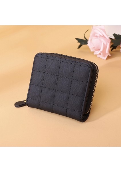 Kadınlar Için Moda Kısa Cüzdan Pu Deri Kadın Ekose Çantalar Küçük Fermuarlı Bozuk Para Cüzdanı (Yurt Dışından) modelleri